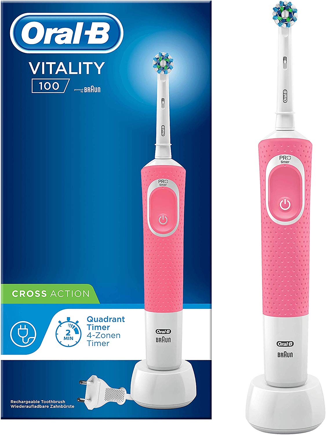 brosse à dents électrique Oral-B Vitality 100 Pink Cross Action